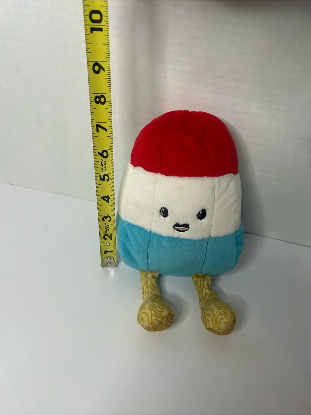 Plush Popsicle‎ Toy in Red, White, Blue with Yellow Legs